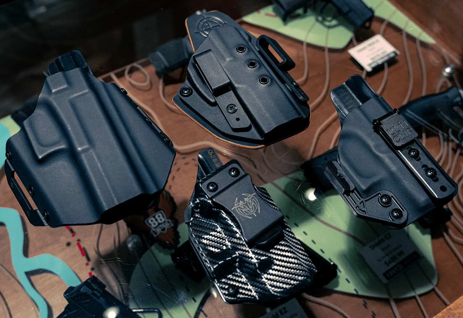 Concealed Carry Holsters laying out on a table