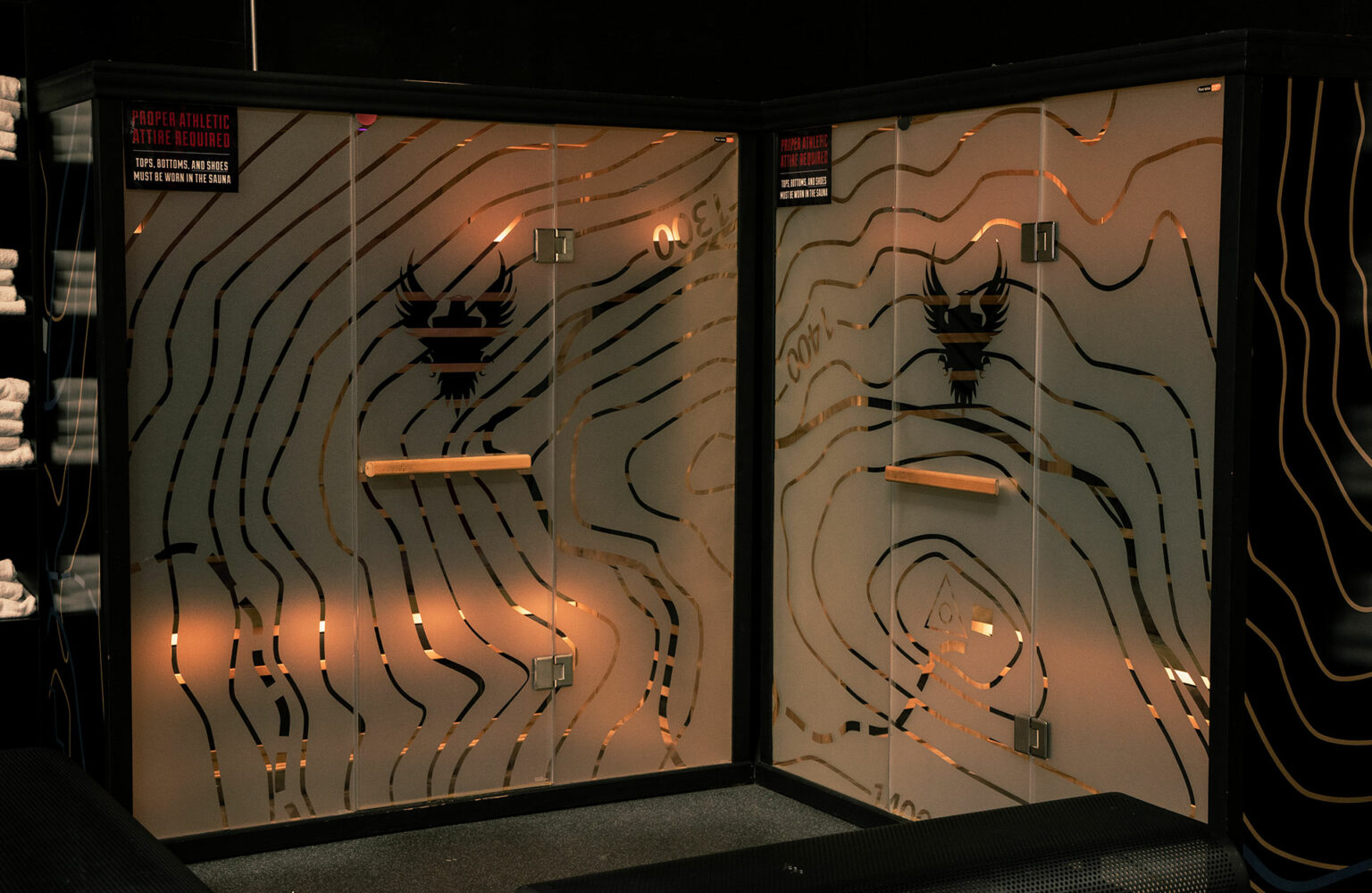 Outside of Sauna rooms at the 88 Tactical fitness center in Omaha