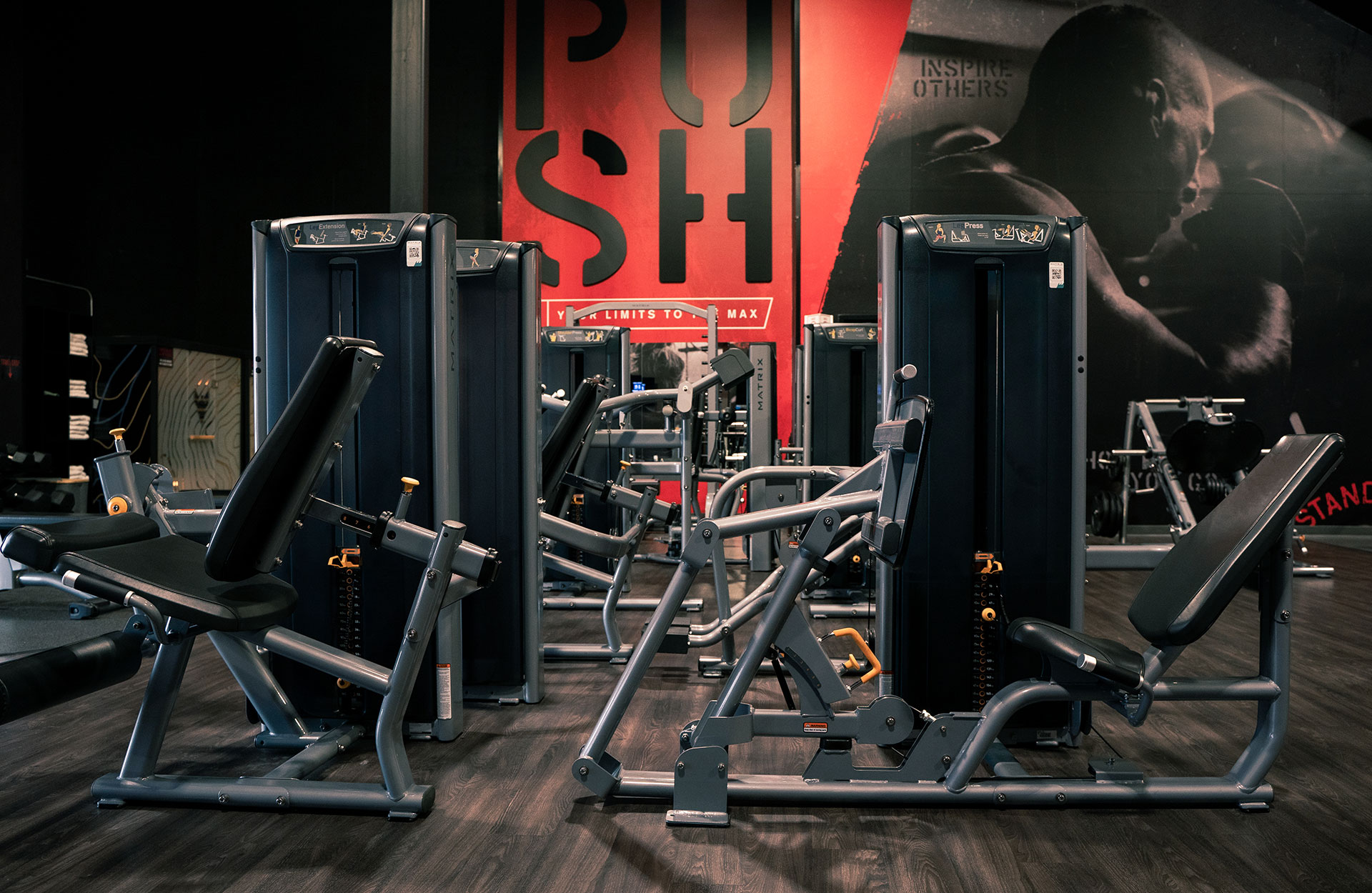 Workout equipment at the Omaha-based 24/7 fitness center